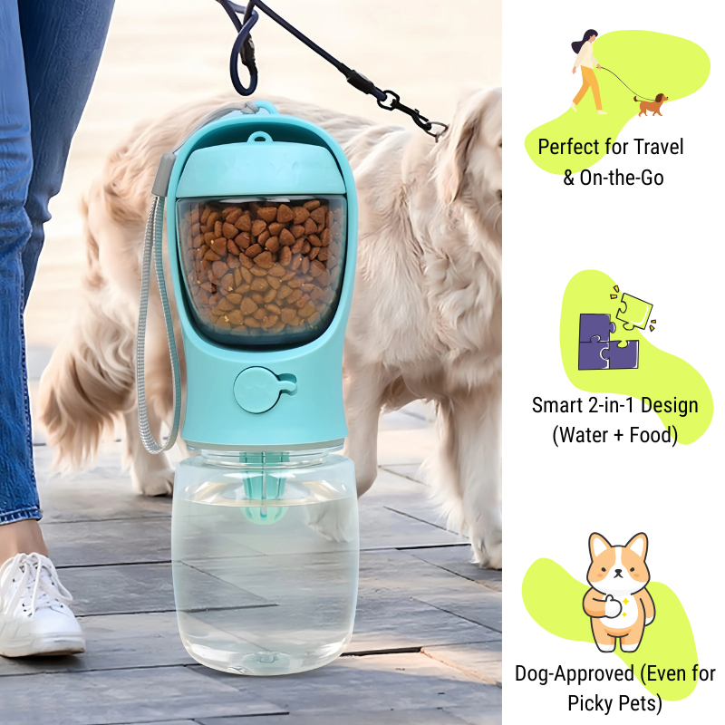 Portable Dog Water Bottle with Food Storage