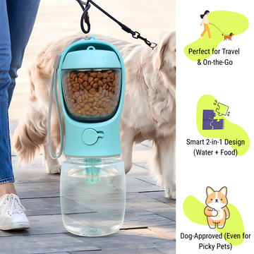 Portable Dog Water Bottle with Food Storage